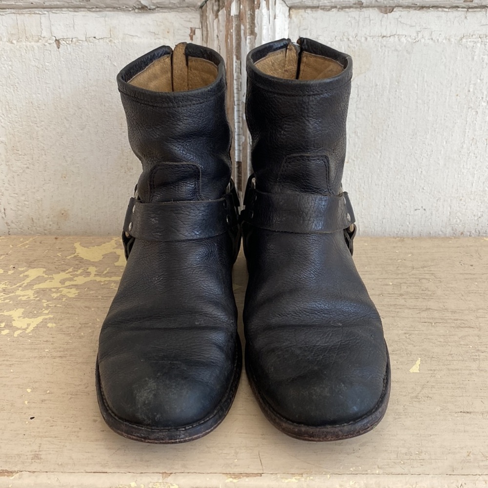 Frye Biker Black Short boots Sz 8 - Picture 8 of 10
